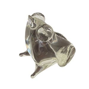 Vintage Licio Zanetti, Murano Glass Clear Frog 4.5” Figurine, Signed